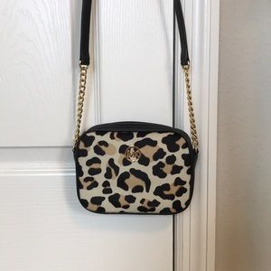 Michael kors leopard black crossbody mini